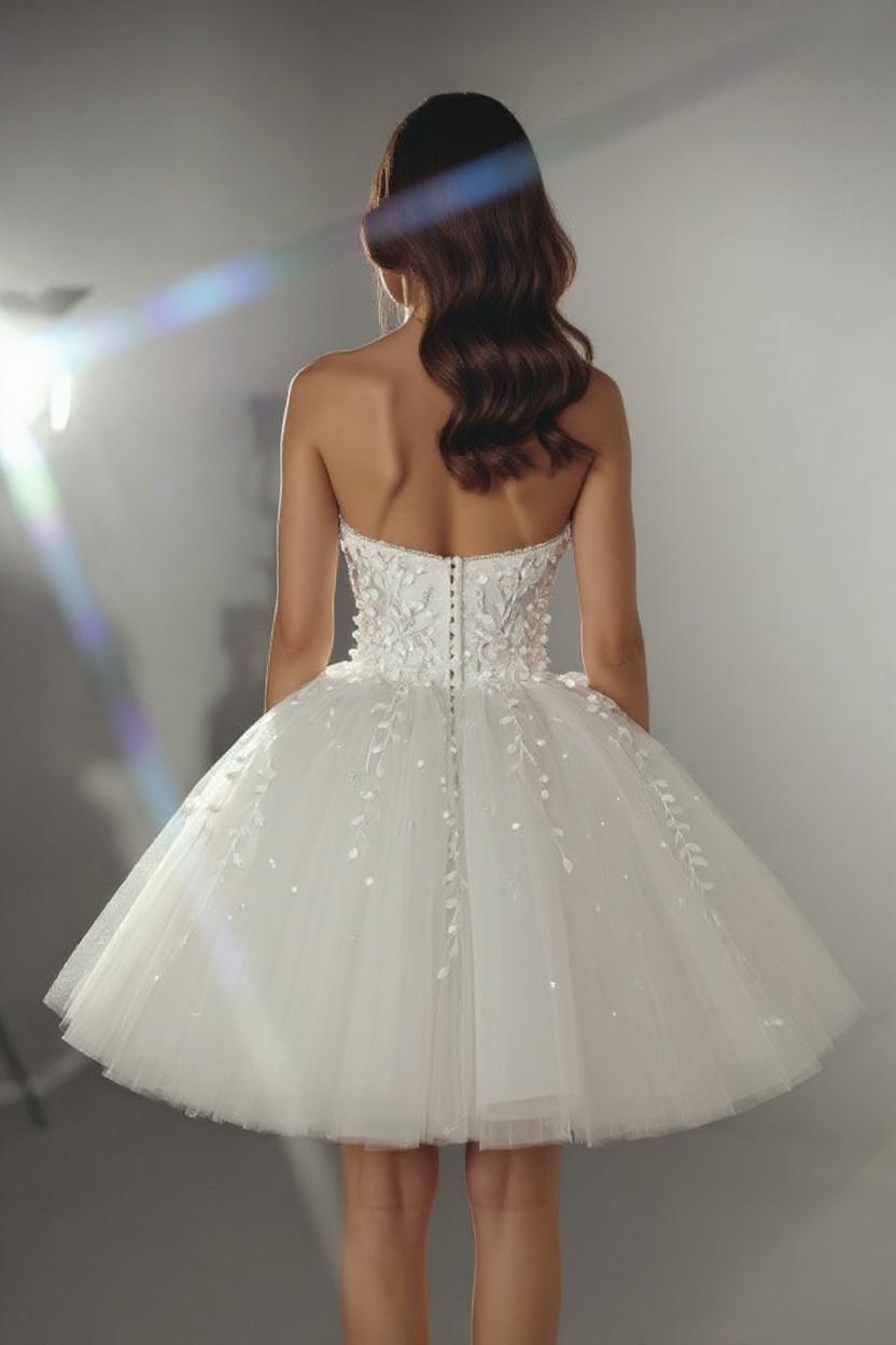 Elegante Hochzeitskleider A Linie kurz Brautkleider mit Spitze-Misshow.de