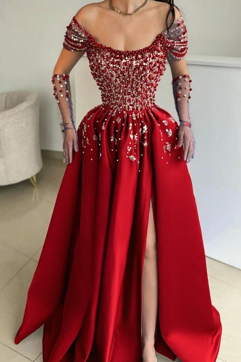 Schöne Abendkleider Lang Dusty Rosa | Abiballkleider mit Glitzer-Misshow.de