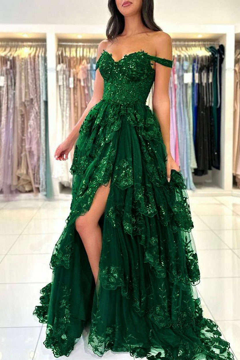 Moderne Abendkleider Schwarz | Abiballkleid mit Spitze