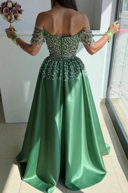 Luxus Abendkleider Lang Grün | Abiballkleider mit Glitzer-Misshow.de