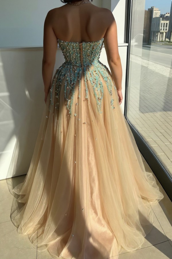 Designer Abendkleider Lang Günstig Ballkleider mit Perlen