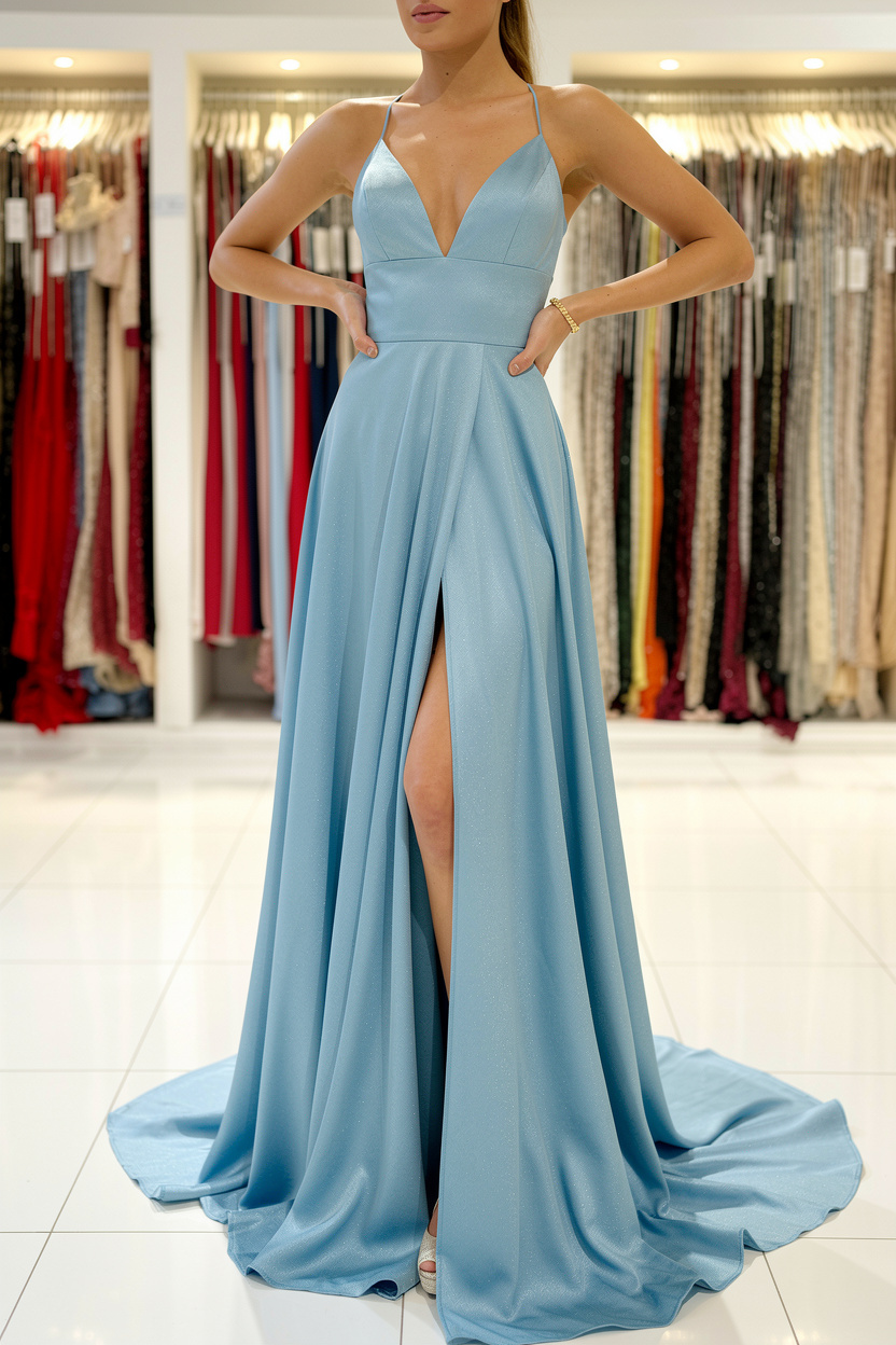 Schlichtes Abendkleid König Blau | Abiballkleider Lang Günstig