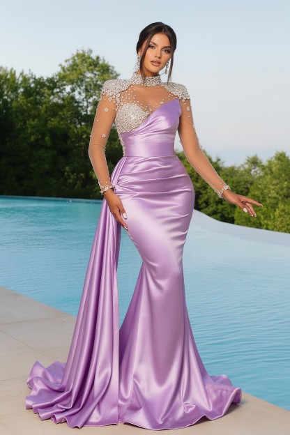 Designer Abendkleider Lang Grün | Abiballkleider mit Ärmel