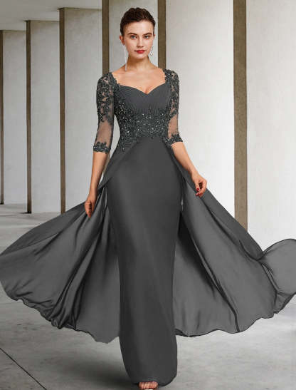 Square Neck Floor-Length A-Line Princess Mother of the Bride Dresses