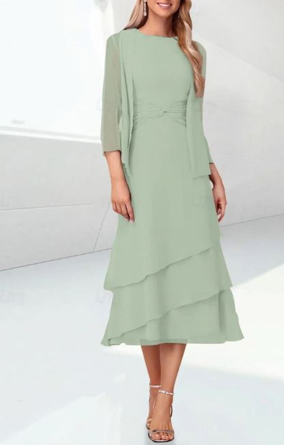 Schlichte Brautmutterkleider Kurz Chiffon Mint Grün Kleider Für Brautmutter-Misshow.de