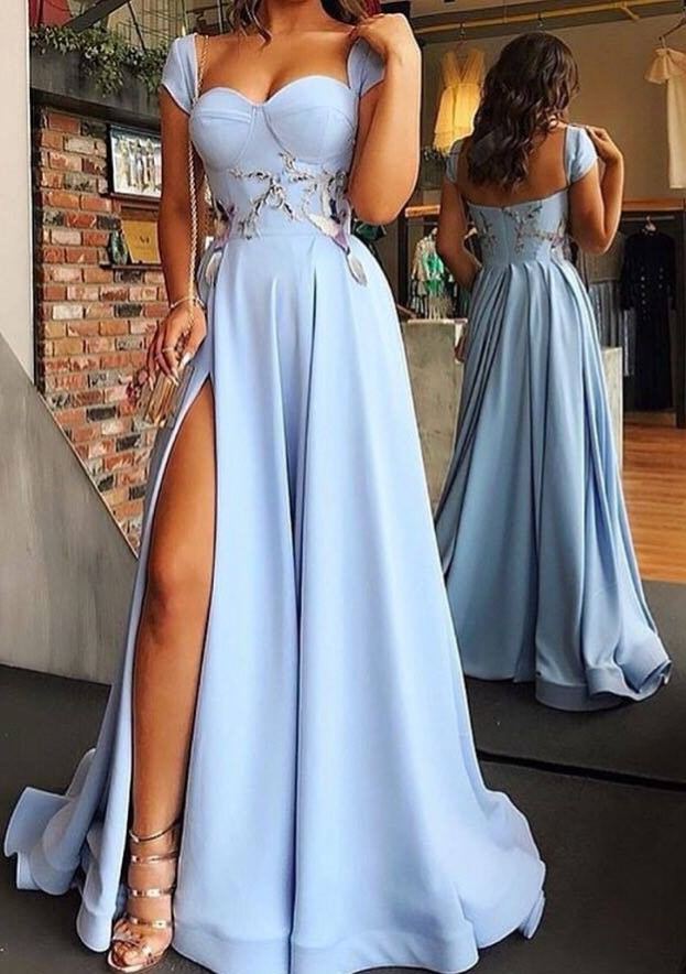 Hell Blaues Abendkleider Lang Günstig | Abiballkleider Online Kaufen-Misshow.de