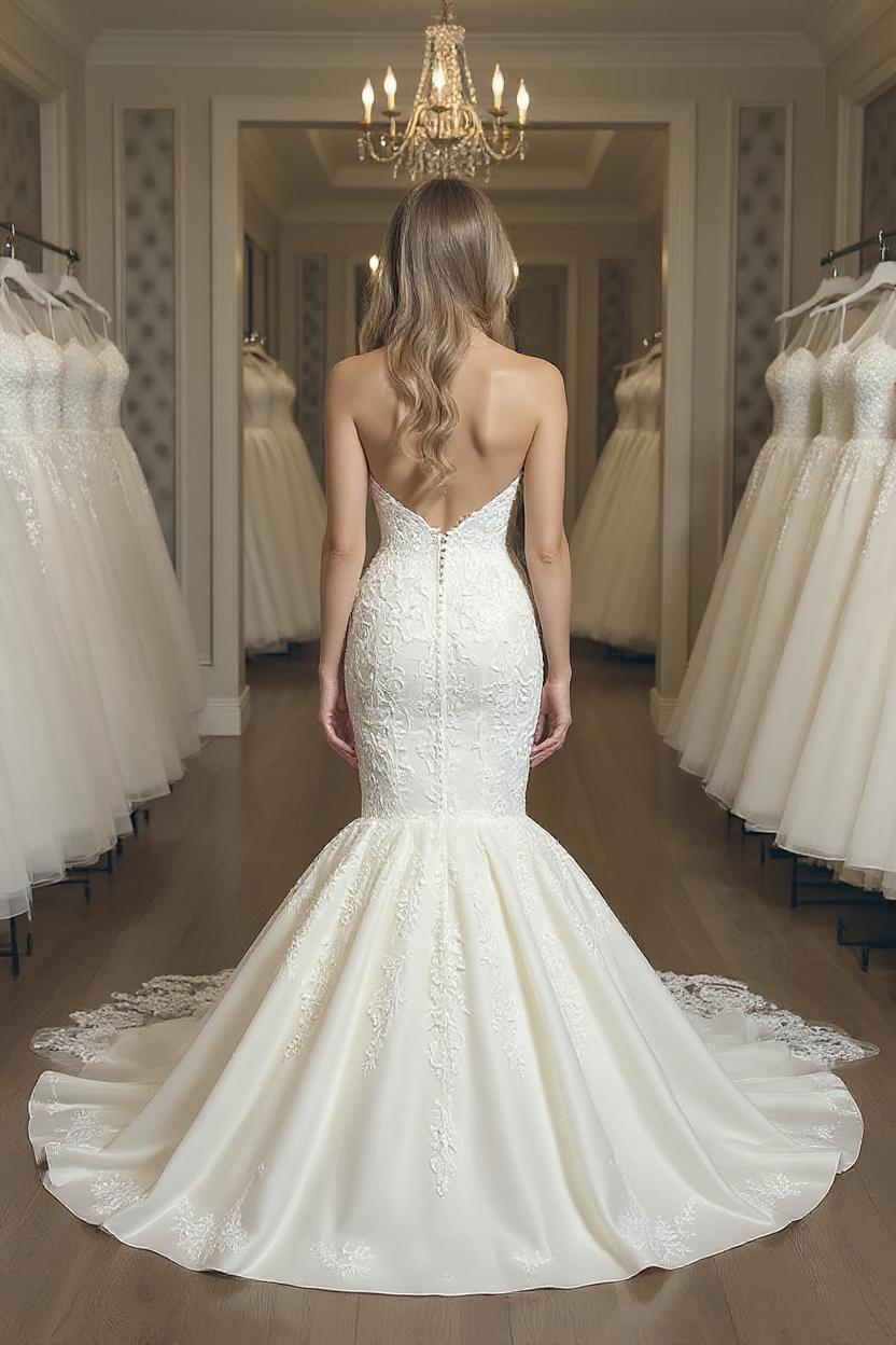 Wunderschöne Brautkleider Meerjungfrau | Hochzeitskleider mit Spitze-Misshow.de