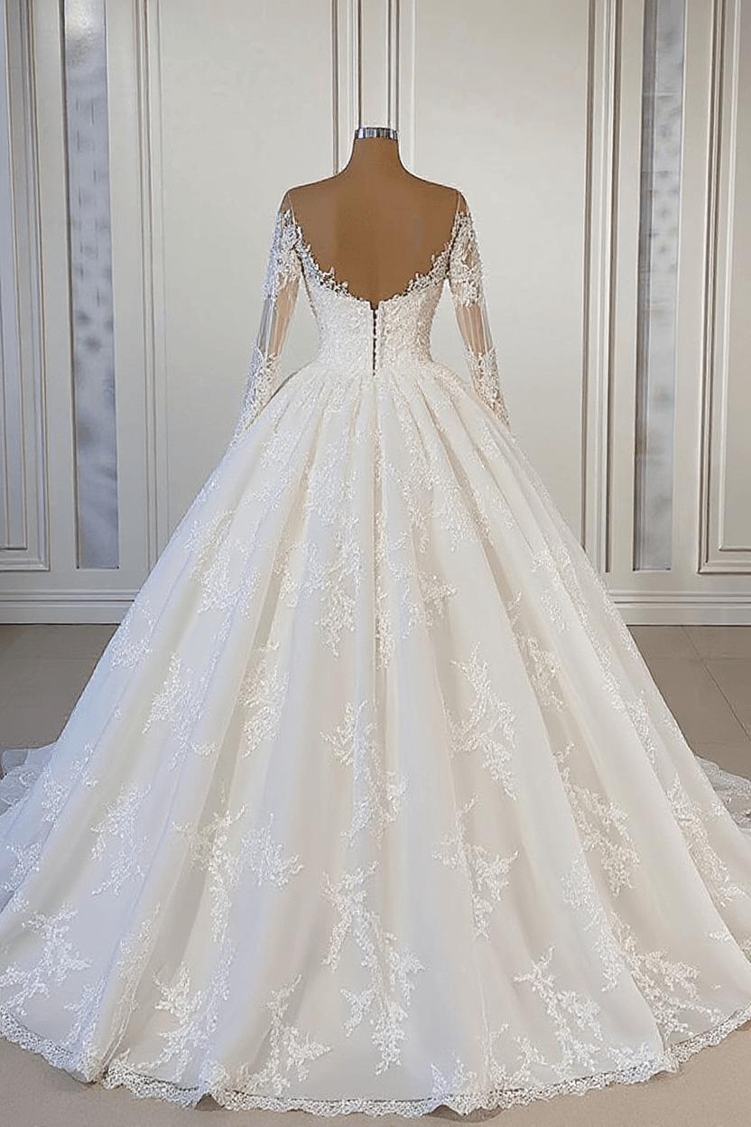 Schöne Hochzeitskleider Extravagant | Brautkleider A Linie Mit Ärmel-Misshow.de