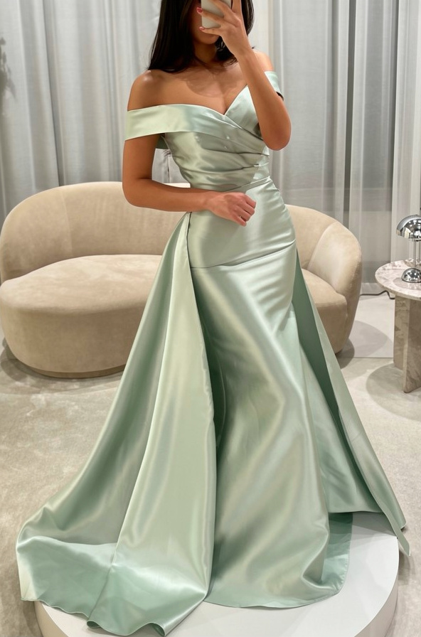 Schlichte Abendkleider Lang Günstig Ballkleider Abendmoden Seladongrün