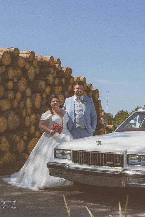 Schlichte Hochzeitskleider mit Glitzer Brautkleider A Linie Große Größe