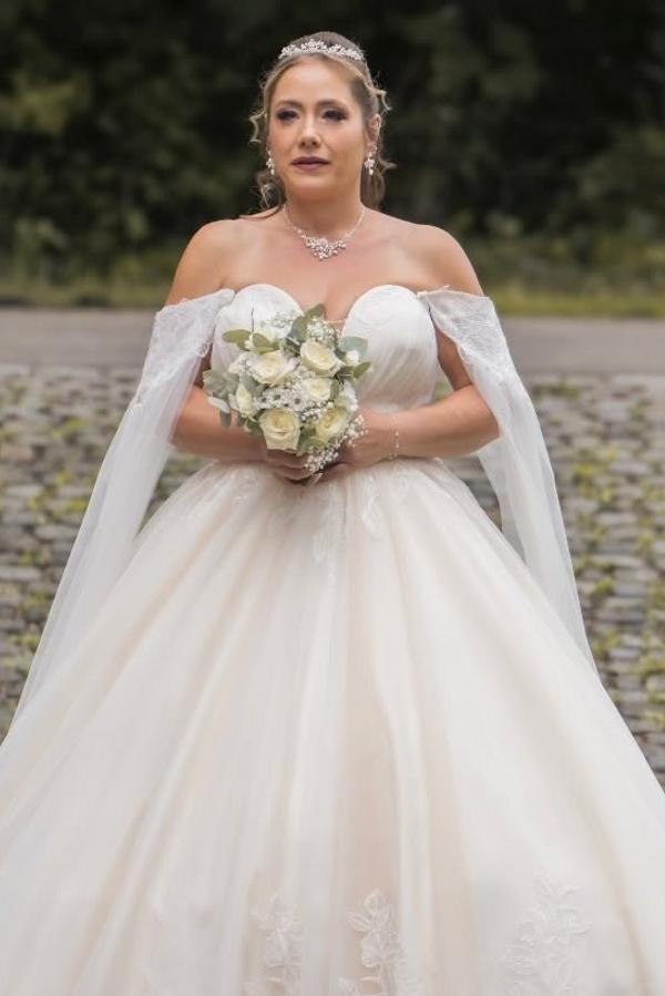 Champagner Hochzeitskleider Große Größe A Linie Übergroße Brautkleider Spitze