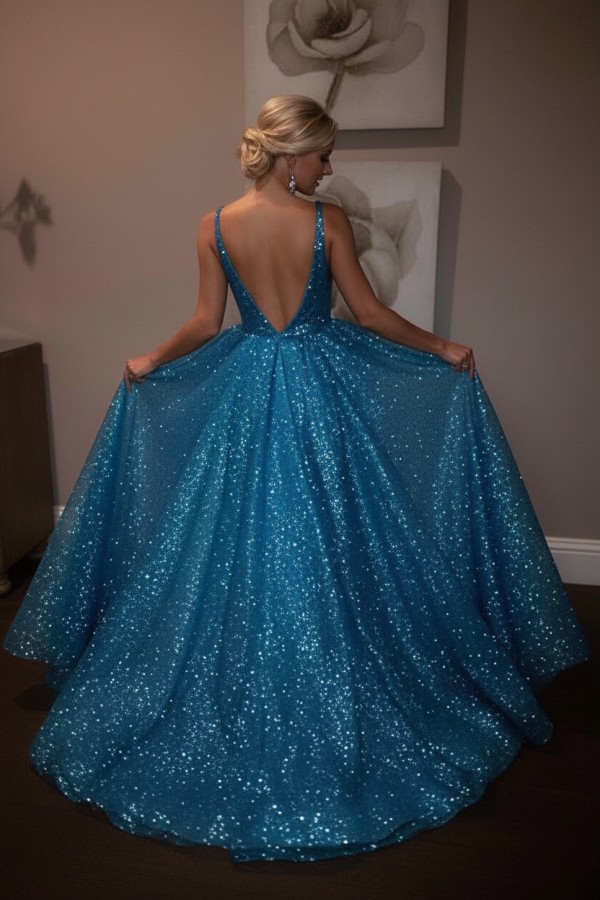 Elegante Abendkleider Lang Weiß Pailletten A Line Abiballkleider Günstig Online