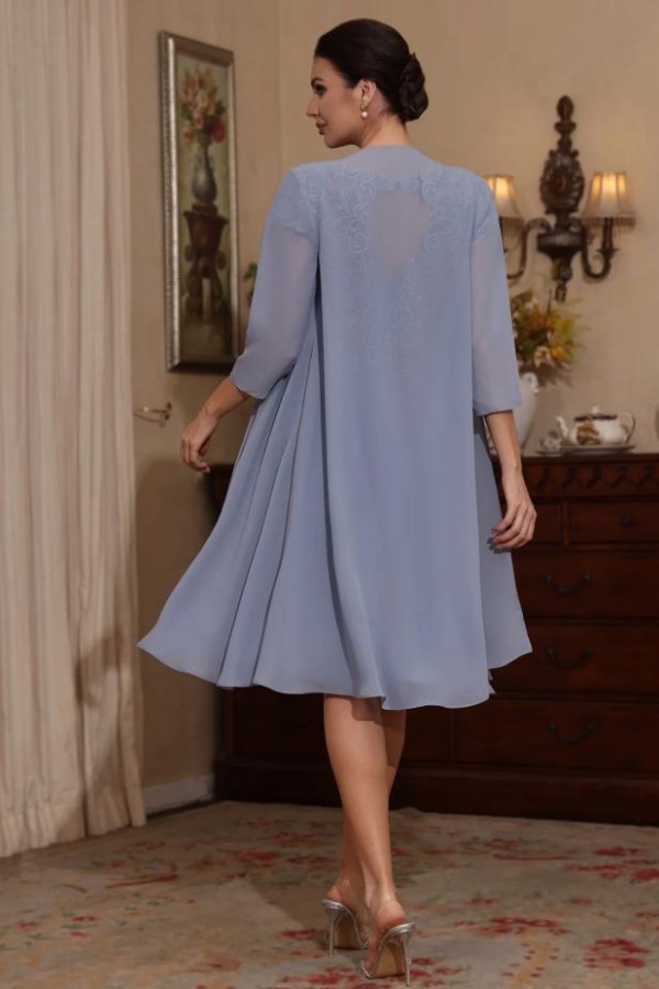 Dusty Blau Brautmutterkleider Spitze | Kleider für Brautmutter mit Jacket