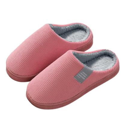 Winter Warm Plush Indoor Slippers Women Fashion Home Slipper Shoes Silent Slides For Bedroom Flat Floor Shoes Couple Slippers