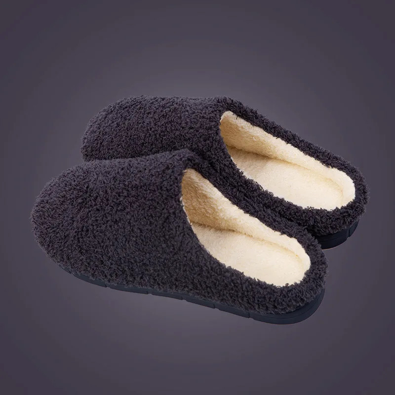 2024 Winter Soft Sole Slippers Men Women Indoor Floor Flat Shoes Autumn Winter Warm Home Cotton Warm Plush Bedroom Slides