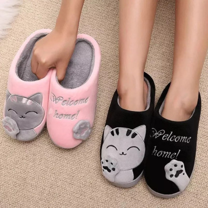 Winter Warm Plush Indoor Slippers Women Fashion Home Slipper Shoes Silent Slides For Bedroom Flat Floor Shoes Couple Slippers