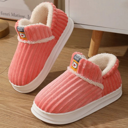 2024 Women Winter Boots Slippers Thickening Plush Warm Snow Boot Couple Thick Heels Cotton Shoes Plus Size Platform Slides Botas