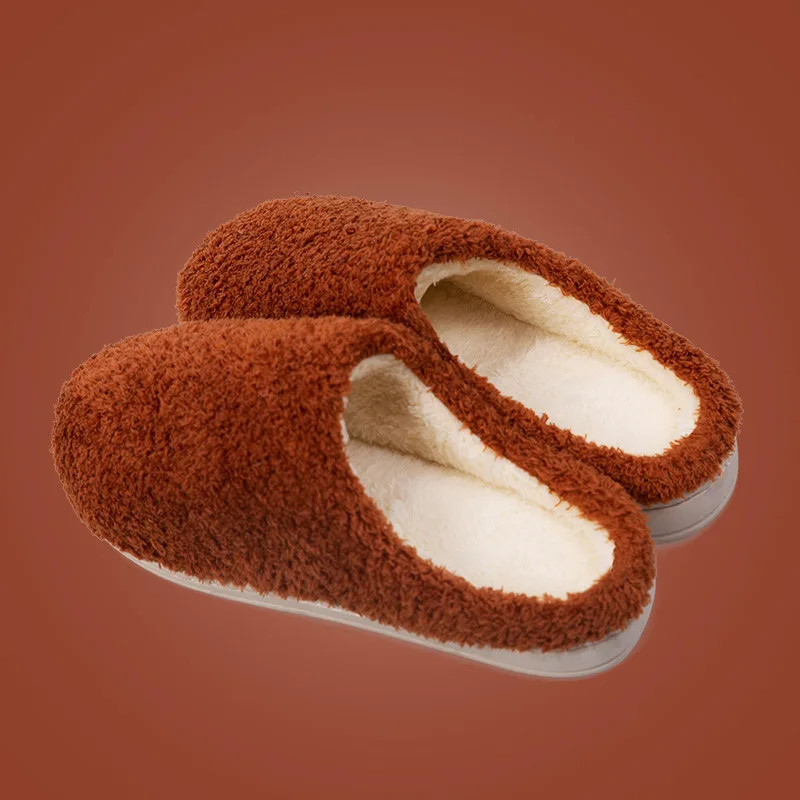 2024 Winter Soft Sole Slippers Men Women Indoor Floor Flat Shoes Autumn Winter Warm Home Cotton Warm Plush Bedroom Slides