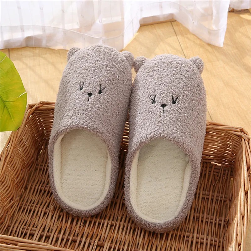 Home Slippers Winter Warm Shoes Women Indoor Soft Mule Flip Flops Silent Couple Plush Footwear Non-Slip Cotton Floor Slipper