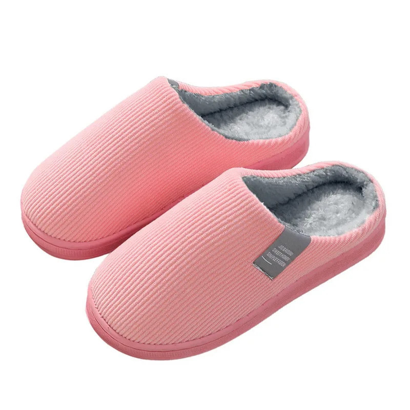 Winter Warm Plush Indoor Slippers Women Fashion Home Slipper Shoes Silent Slides For Bedroom Flat Floor Shoes Couple Slippers