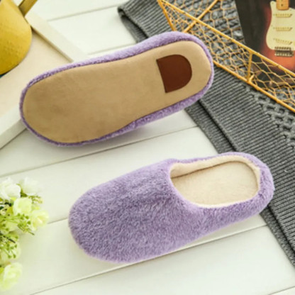 Home Slippers Winter Warm Shoes Women Indoor Soft Mule Flip Flops Silent Couple Plush Footwear Non-Slip Cotton Floor Slipper