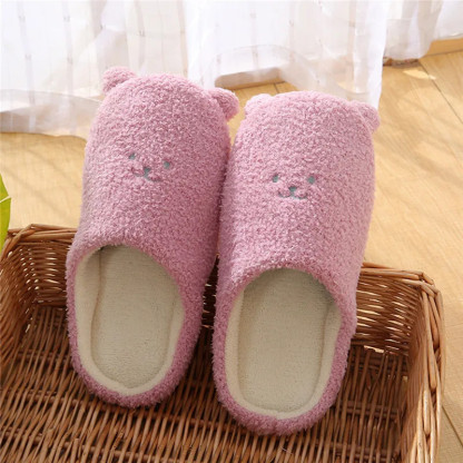 Home Slippers Winter Warm Shoes Women Indoor Soft Mule Flip Flops Silent Couple Plush Footwear Non-Slip Cotton Floor Slipper