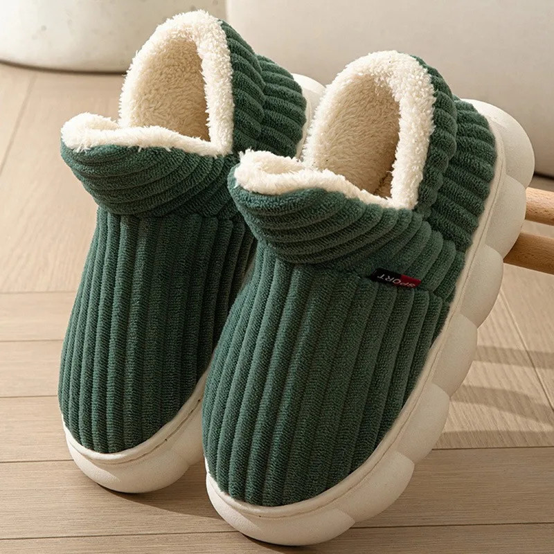 2024 Women Winter Boots Slippers Thickening Plush Warm Snow Boot Couple Thick Heels Cotton Shoes Plus Size Platform Slides Botas