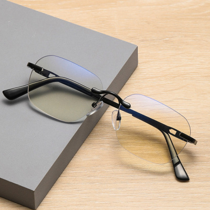 FRAMELESS PURE TITANIUM COLOR-CHANGING BLUE LIGHT BLOCKING READING GLASSES