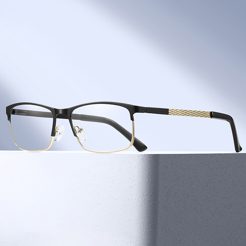 MINIMALISTISCHE BUSINESS-LESEBRILLE MIT METALLGESTELL UND PHOTOCHROMEN MULTIFOKALGLÄSERN
