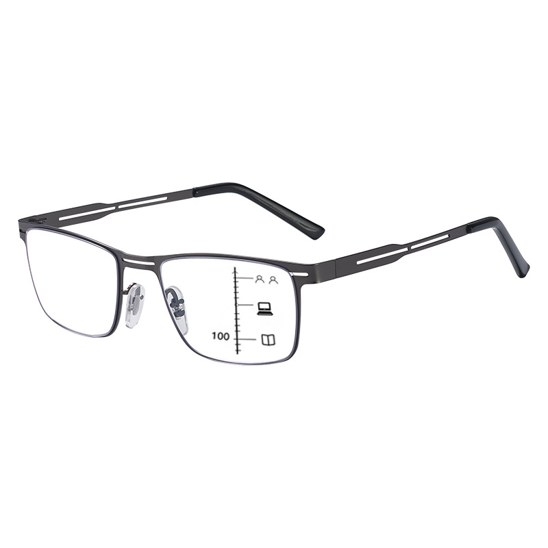 FASHION BUSINESS METAL LARGE FRAME MULTIFOCAL PHOTOCHROMIC GLASSES