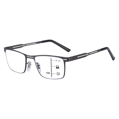 FASHION BUSINESS METAL LARGE FRAME MULTIFOCAL PHOTOCHROMIC GLASSES