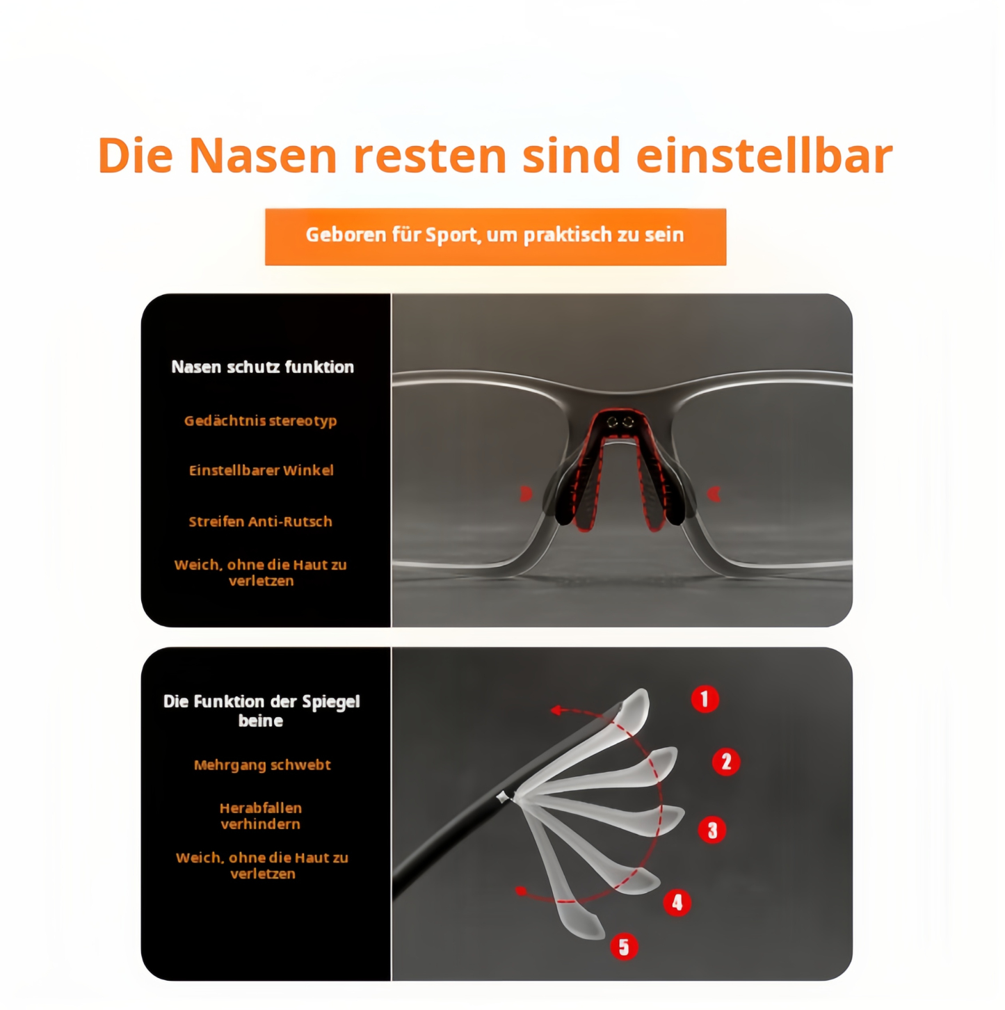 ULTRALEICHTE SPORTLICHE OUTDOOR VERSTELLBARE PHOTOCHROME LESEBRILLE