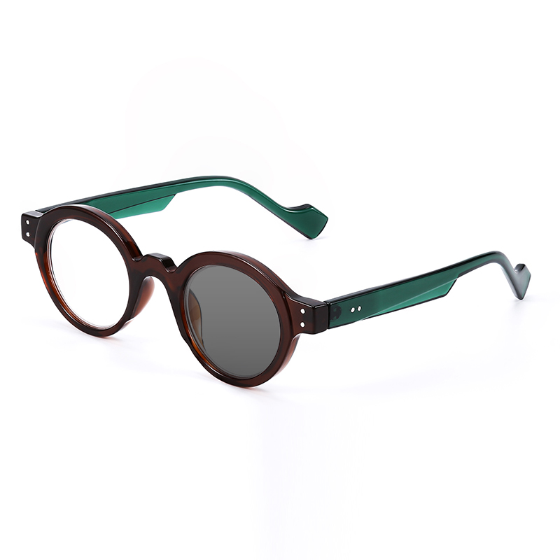RUNDE PHOTOCHROME VOLLRAHMEN-LESEBRILLE IM RETRO-STIL