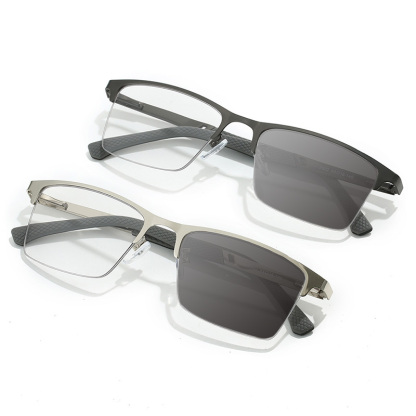 MEN'S RETRO HALF-FRAME ANTI-BLUE LIGHT READING GLASSES