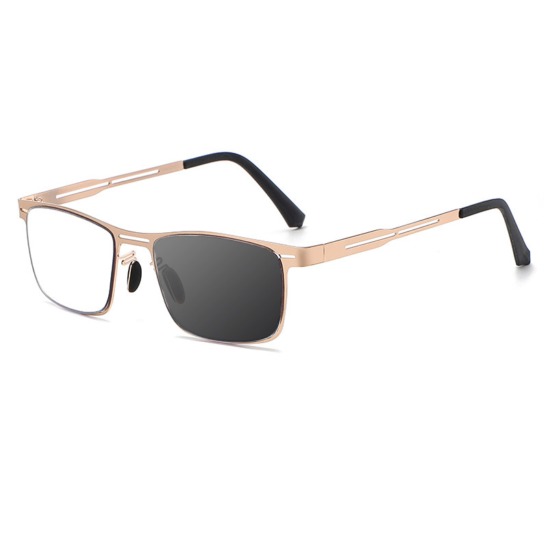 FASHION BUSINESS METAL LARGE FRAME MULTIFOCAL PHOTOCHROMIC GLASSES
