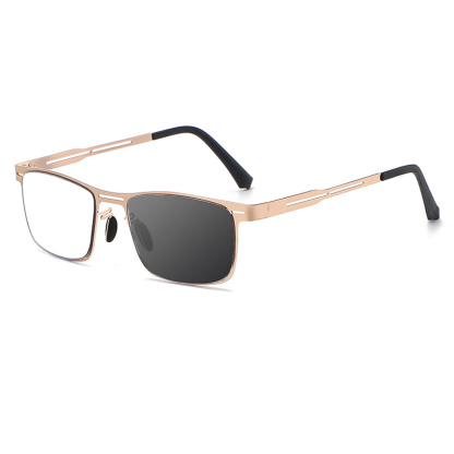 FASHION BUSINESS METAL LARGE FRAME MULTIFOCAL PHOTOCHROMIC GLASSES