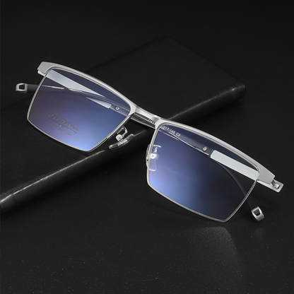BUSINESS CASUAL PURE TITANIUM HALF FRAME ANTI-BLUE LIGHT READING GLASSES