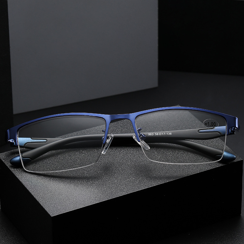 MEN'S METAL ULTRA-LIGHT HALF-FRAME PHOTOCHROMIC MULTIFOCAL GLASSES