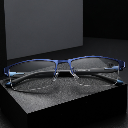 MEN'S METAL ULTRA-LIGHT HALF-FRAME PHOTOCHROMIC MULTIFOCAL GLASSES