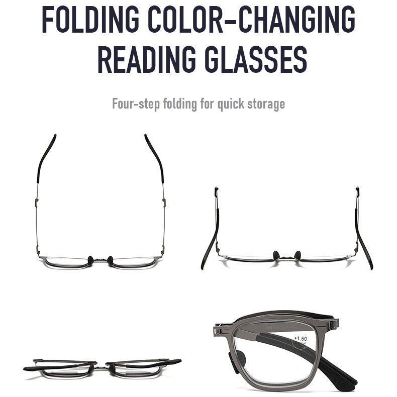 ULTRA-LIGHT FOLDABLE BUSINESS COLOR-CHANGING MULTI-FOCAL READING GLASSES