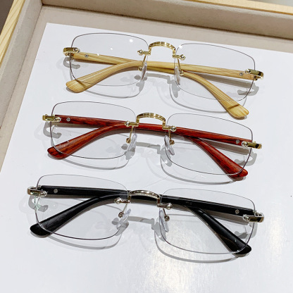ULTRA-LIGHT WOOD GRAIN FRAMELESS BLUE LIGHT BLOCKING PHOTOCHROMIC READING GLASSES
