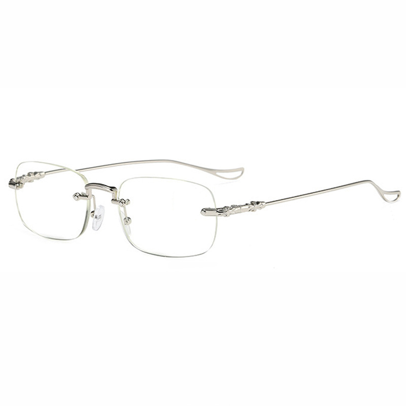 RETRO CARVED EDGE FRAMELESS BLUE LIGHT BLOCKING READING GLASSES