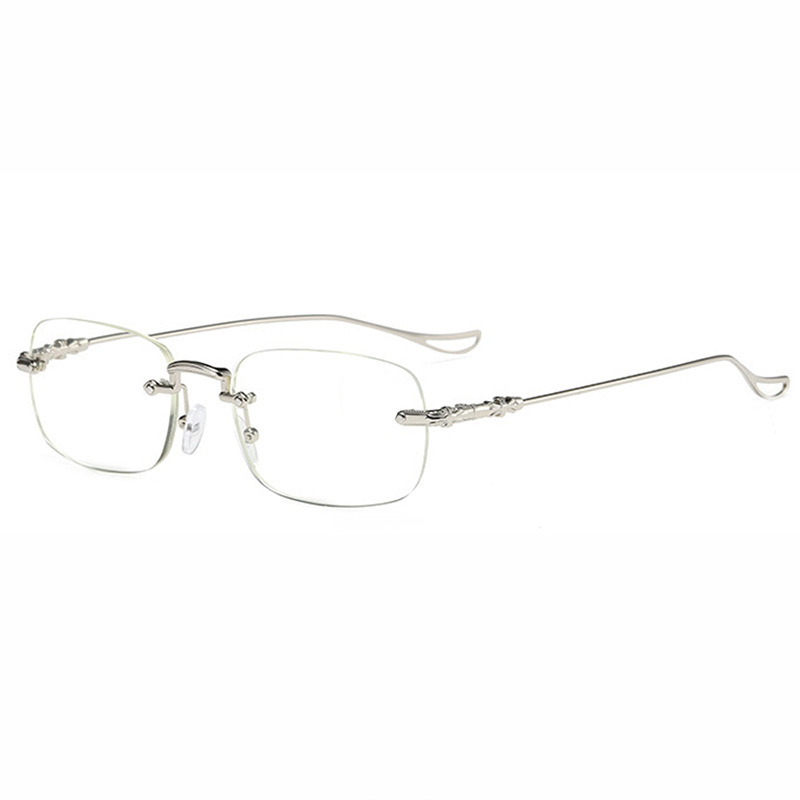 RETRO CARVED EDGE FRAMELESS BLUE LIGHT BLOCKING READING GLASSES