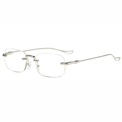 RETRO CARVED EDGE FRAMELESS BLUE LIGHT BLOCKING READING GLASSES