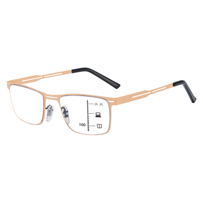 FASHION BUSINESS METAL LARGE FRAME MULTIFOCAL PHOTOCHROMIC GLASSES