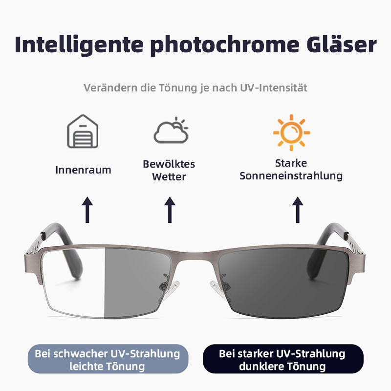 METALL BUSINESS ULTRALEICHTE ANTI-BLAULICHT-LESEBRILLE MIT PHOTOTRÜBUNG