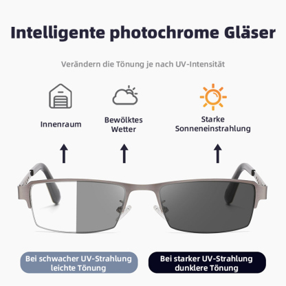 METALL BUSINESS ULTRALEICHTE ANTI-BLAULICHT-LESEBRILLE MIT PHOTOTRÜBUNG