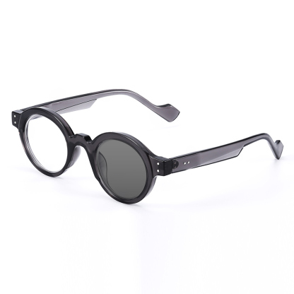 RUNDE PHOTOCHROME VOLLRAHMEN-LESEBRILLE IM RETRO-STIL