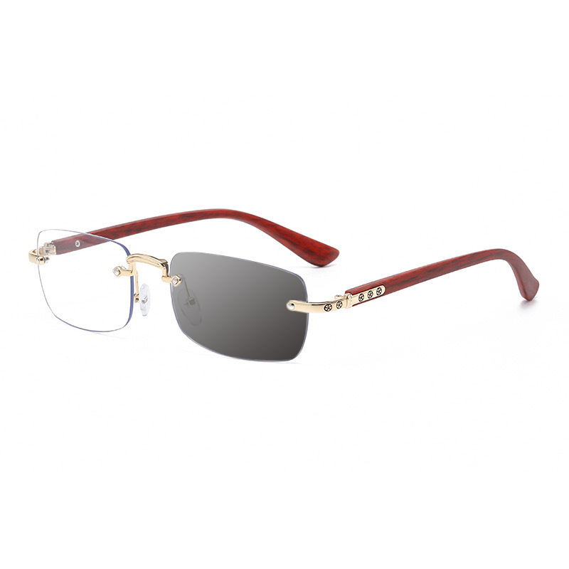 ULTRA-LIGHT WOOD GRAIN FRAMELESS BLUE LIGHT BLOCKING PHOTOCHROMIC READING GLASSES