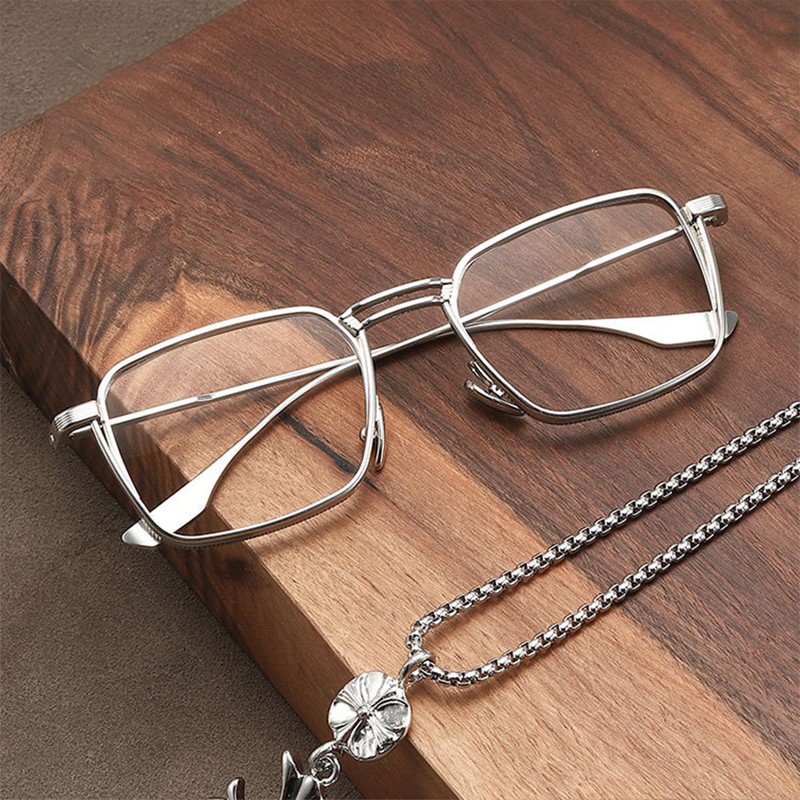 FASHIONABLE METAL GOTHIC SQUARE ANTI-BLUE LIGHT READING GLASSES